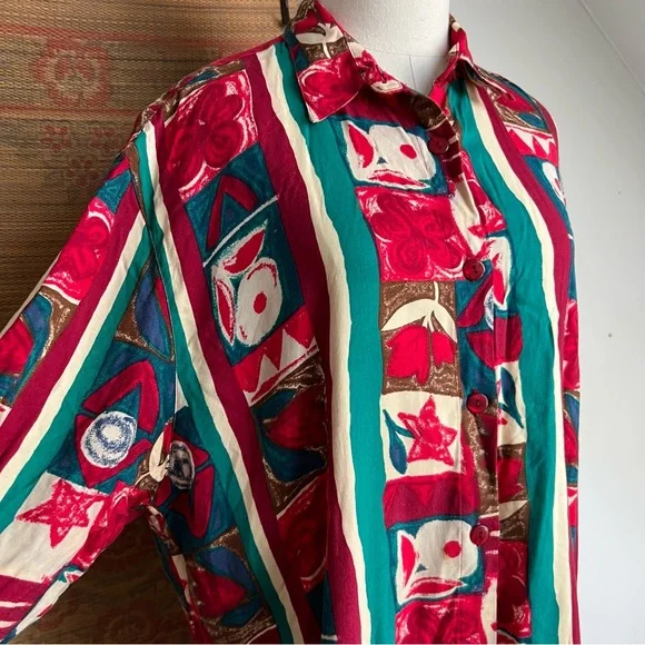 🍄5/$30 1980’s Funky Vintage Button Down - Picture 4 of 9